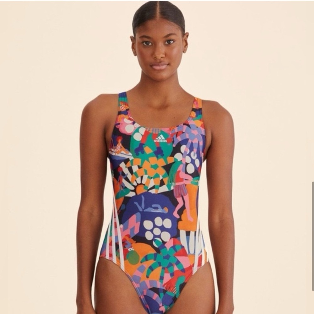 NWT FARM Rio x ADIDAS One Piece full swimsuit cloud white size 14 like a size 12